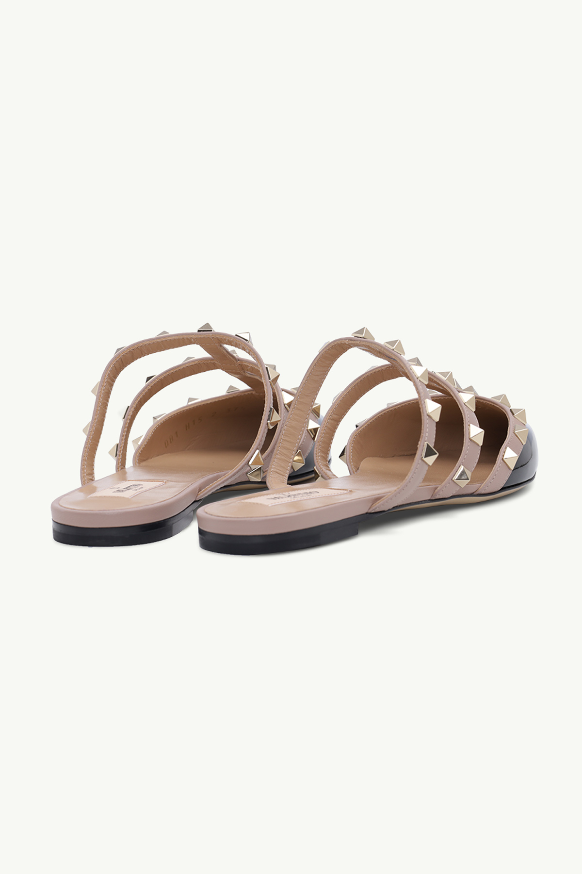 VALENTINO Rockstud Slippers in Black Patent 2