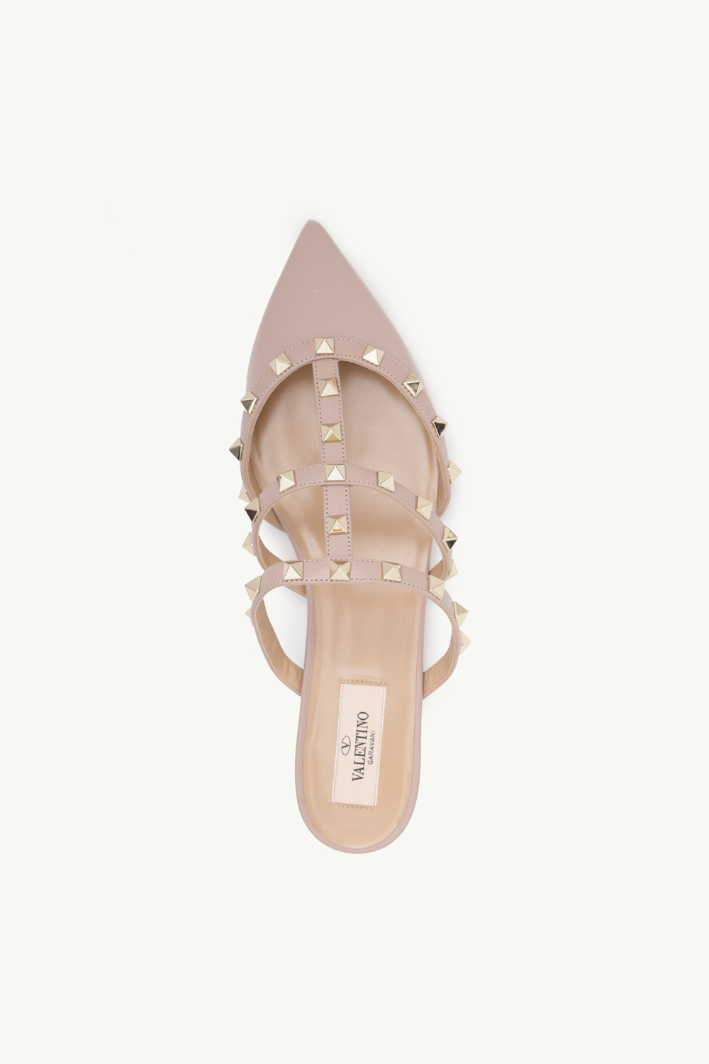 VALENTINO Rockstud Slippers in Nude Poudre Patent 3