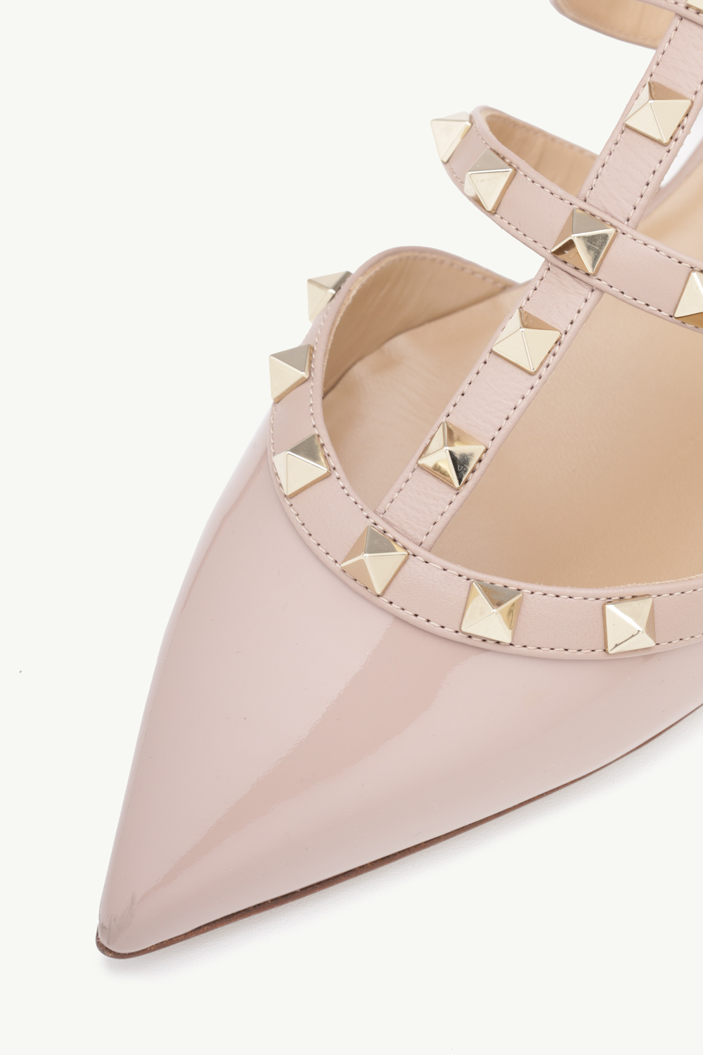VALENTINO Rockstud Slippers in Nude Poudre Patent 4