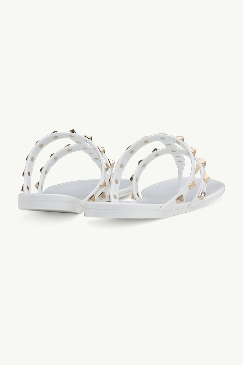 VALENTINO Rockstud Flat Rubber Sandals in White 2