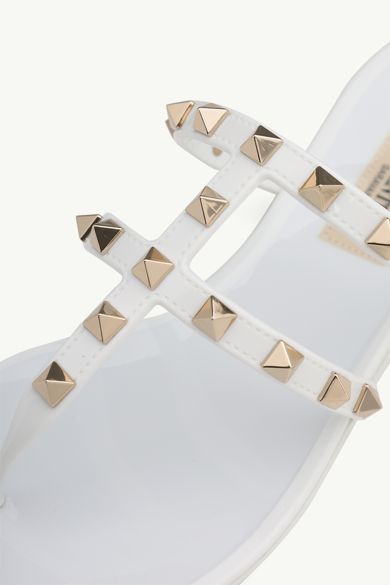 VALENTINO Rockstud Flat Rubber Sandals in White 4