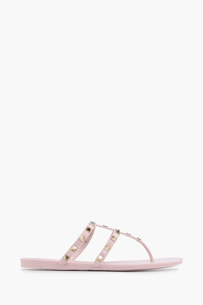 VALENTINO Rockstud Flat Rubber Sandals in Water Rose 0