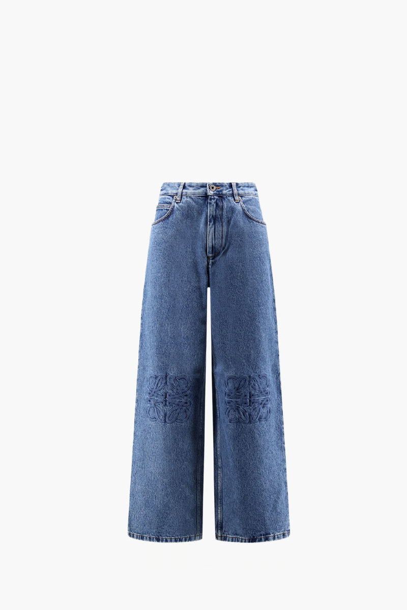 LOEWE Women Anagram Beggy Denim Jeans in Blue Cotton 0