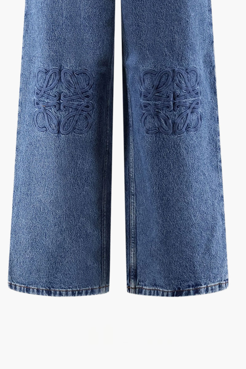 LOEWE Women Anagram Beggy Denim Jeans in Blue Cotton 2