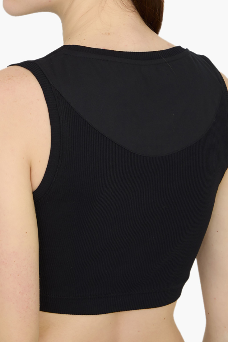 LOEWE Women Anagram Ribbed Cropped Tank Top in Black Cotton 2