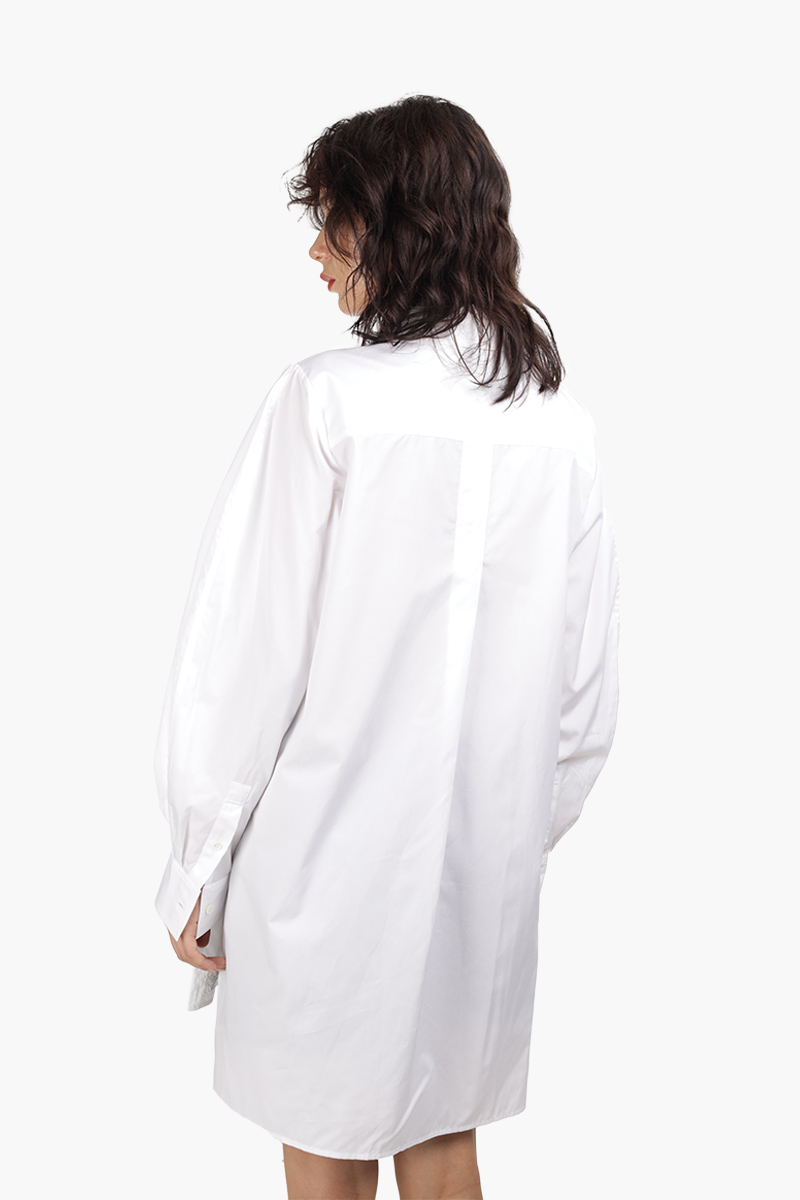 LOEWE Women Patchwork Long Sleeves Oversized Shirt in White  1