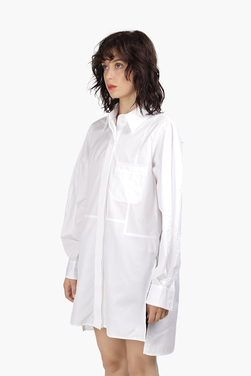 LOEWE Women Patchwork Long Sleeves Oversized Shirt in White  2