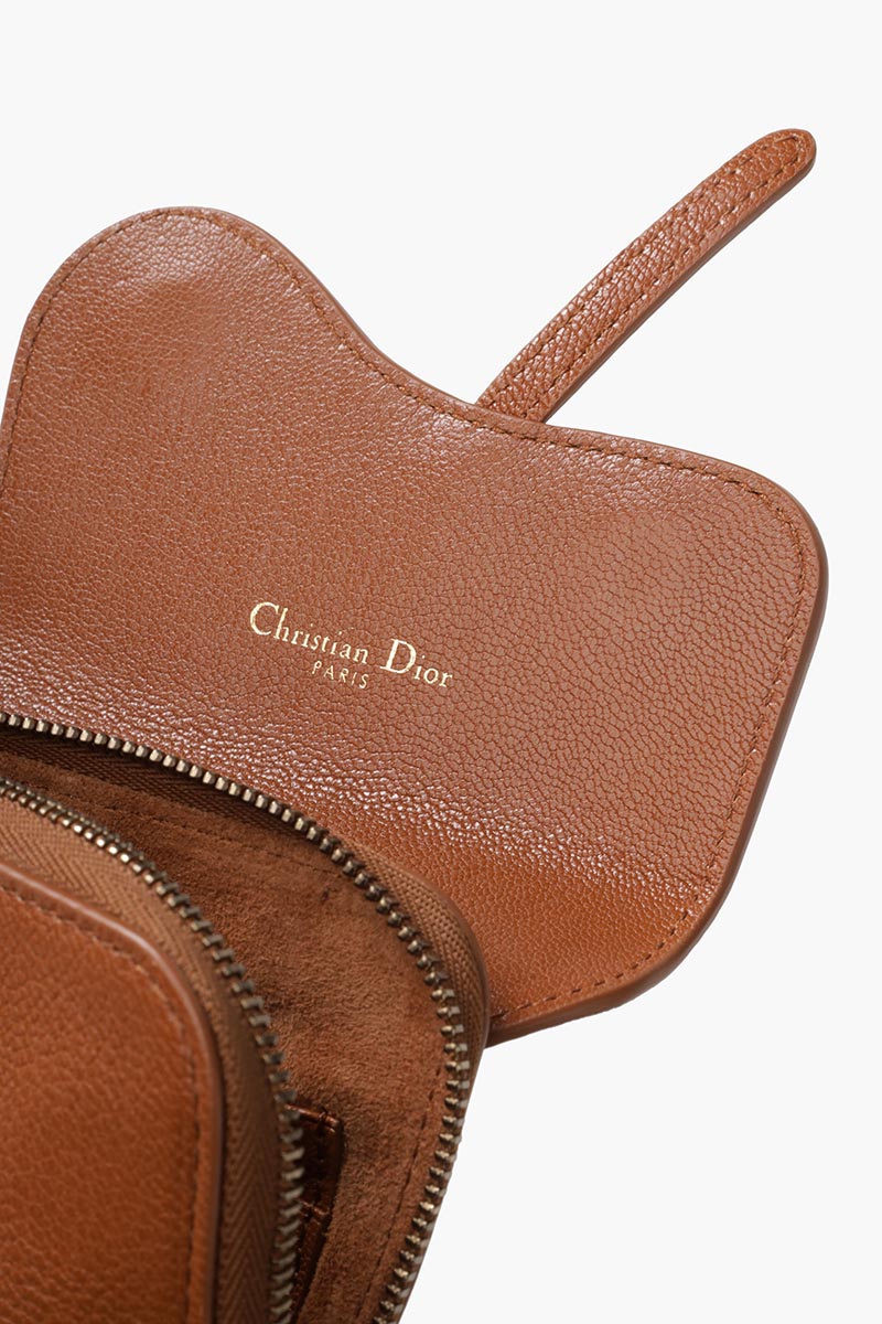 CHRISTIAN DIOR Saddle Multifuctional Pouch in Cognac Grained Leather 3