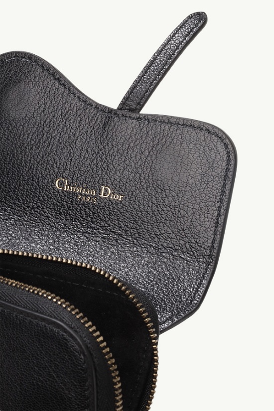 CHRISTIAN DIOR Saddle Multifuctional Pouch in Black Grained Leather 3