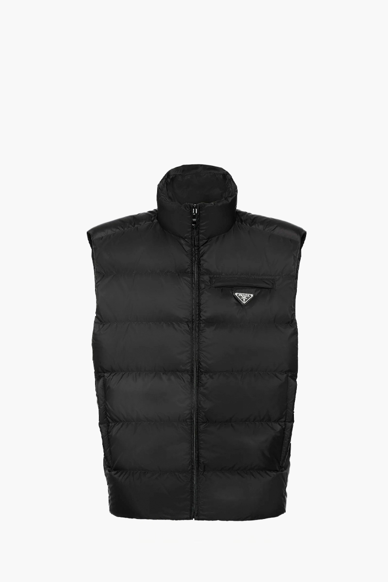 PRADA Re-Nylon Short Down Padded Vest in Black 0