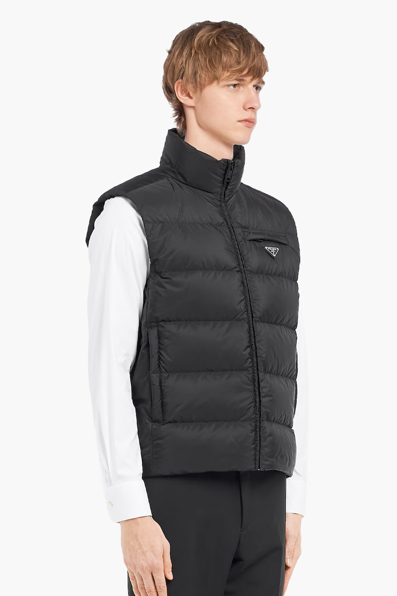 PRADA Re-Nylon Short Down Padded Vest in Black 3