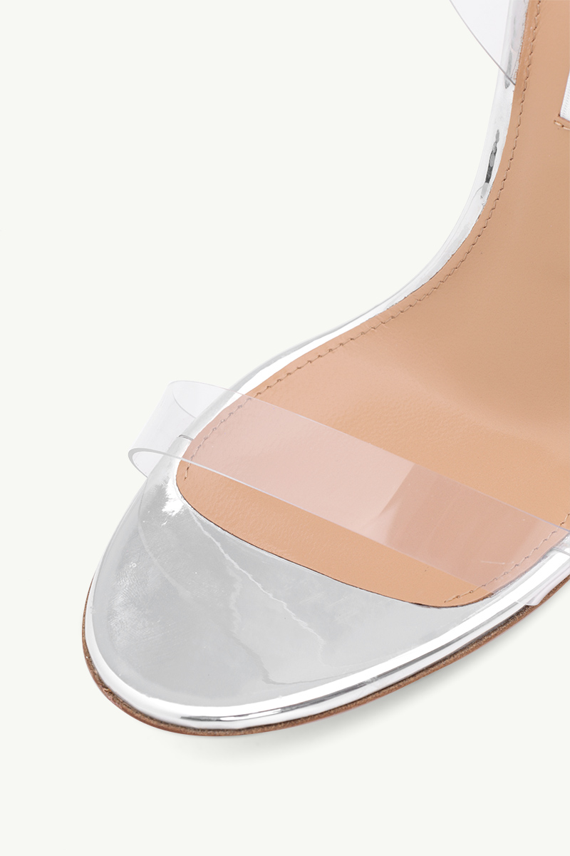 AQUAZZURA So Nude Plexi Slingback Sandals 105mm in Silver Mirrored Leather 4