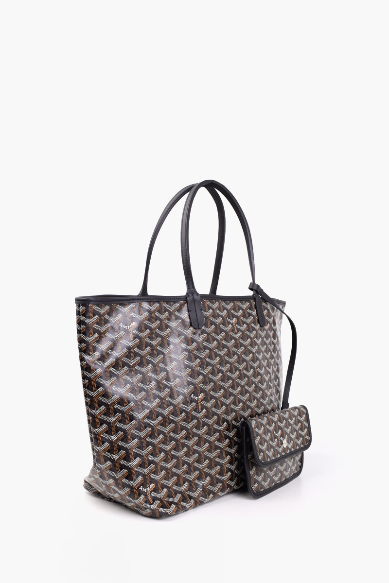 GOYARD Saint Louis PM Tote Bag in Black Goyardine Canvas x Chevroches Calfskin 1