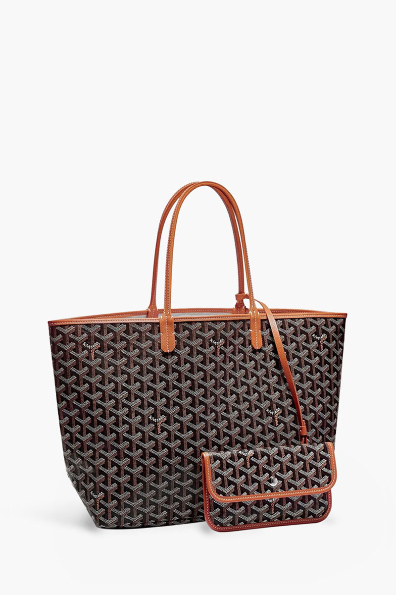 GOYARD Saint Louis PM Tote Bag in Black/Tan Goyardine Canvas x Chevroches Calfskin 0