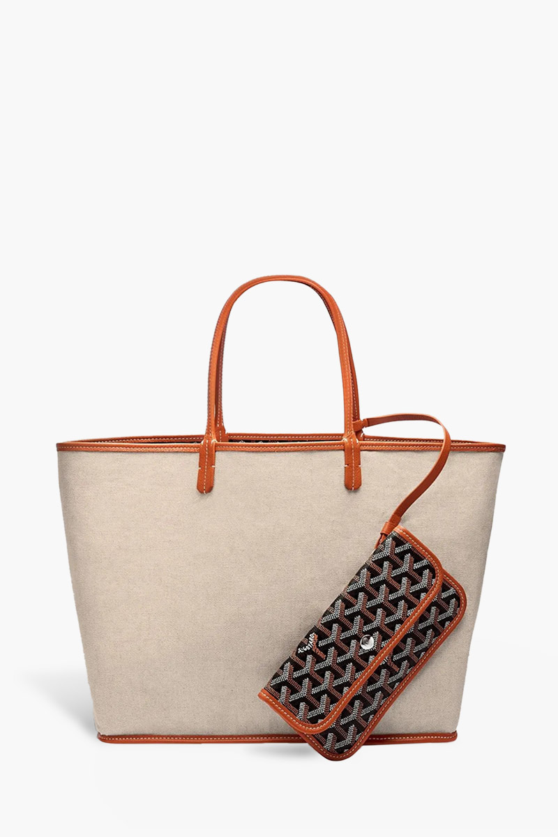 GOYARD Saint Louis PM Tote Bag in Black/Tan Goyardine Canvas x Chevroches Calfskin 2
