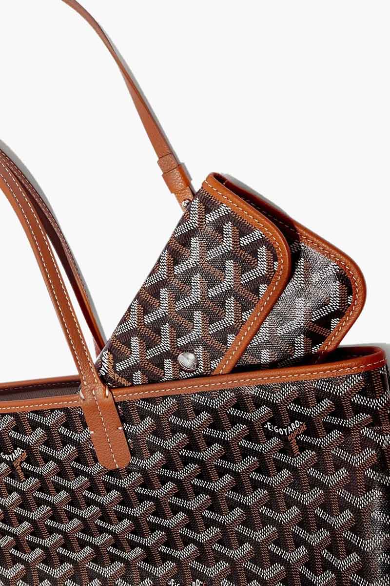 GOYARD Saint Louis PM Tote Bag in Black/Tan Goyardine Canvas x Chevroches Calfskin 3
