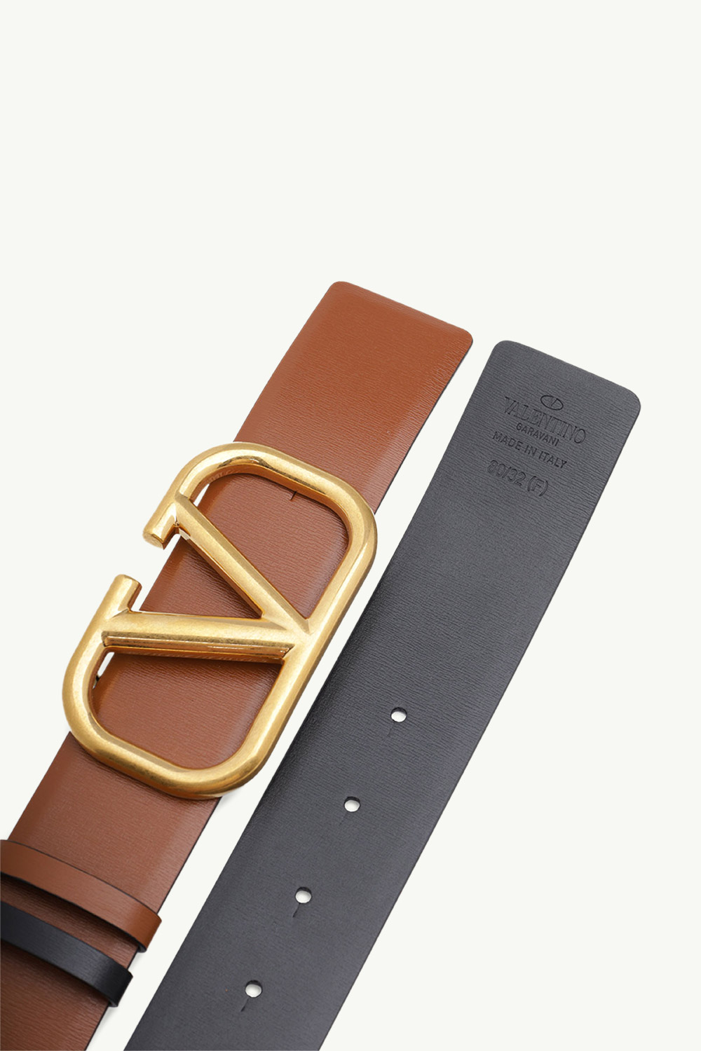 VALENTINO Reversible Belt 4cm in Black/Brown Leather with VLogo Buckle 3