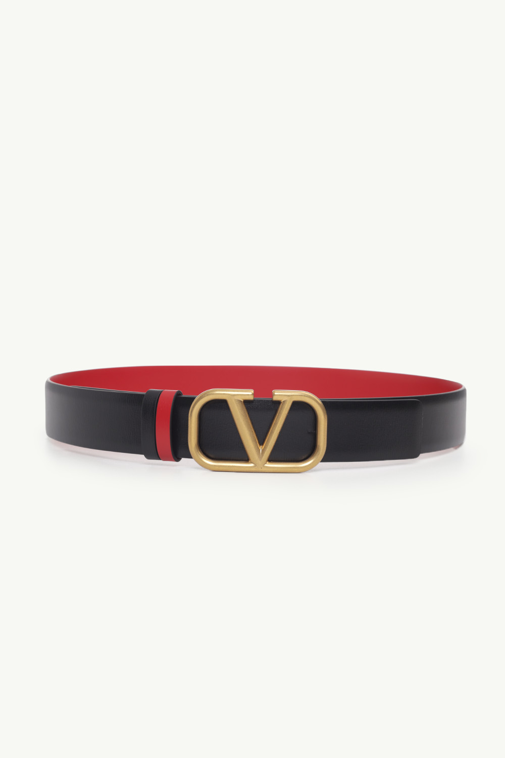 VALENTINO VLogo Signature Reversible Belt 30mm in Black/Pure Red Glossy Calfskin 1