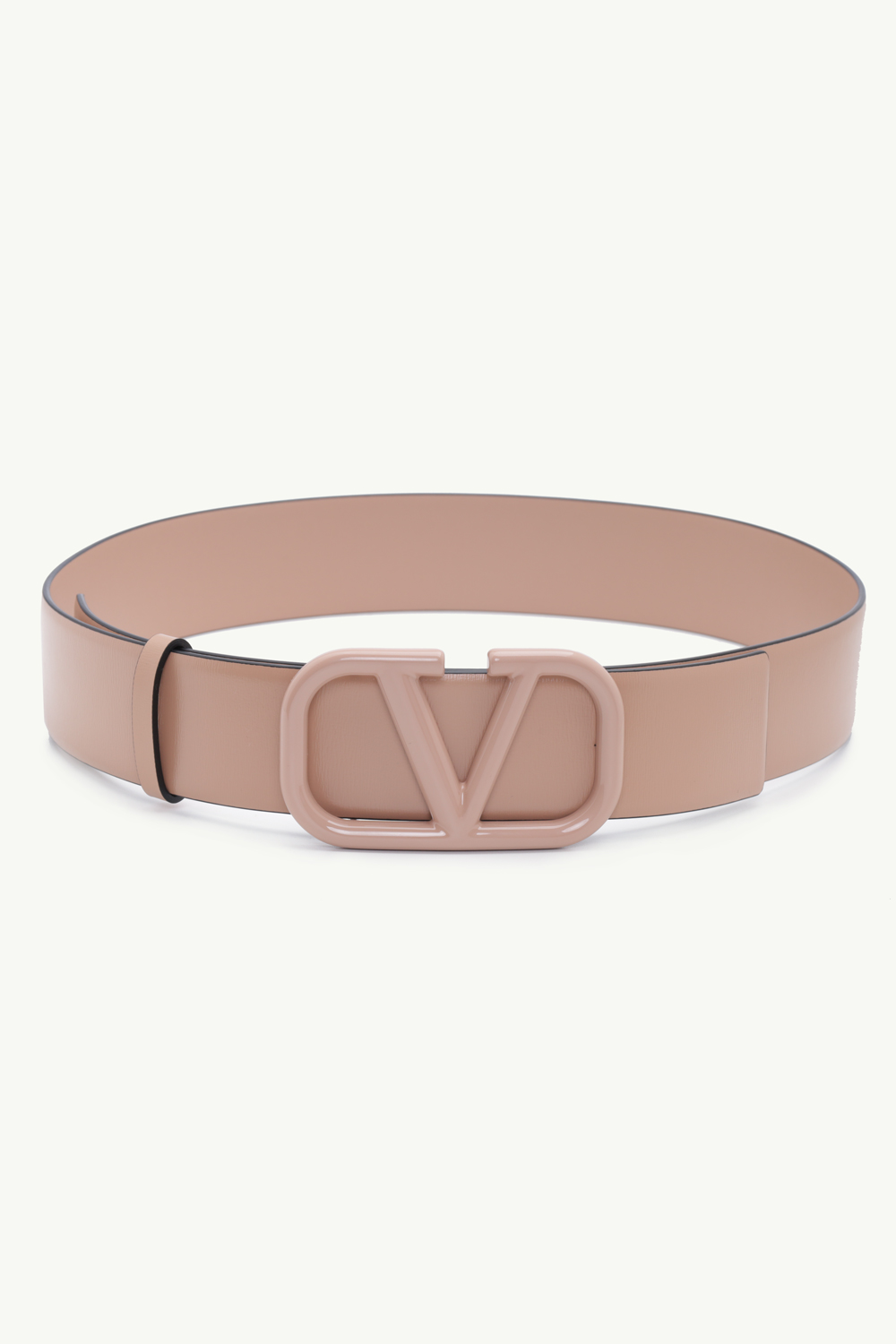 VALENTINO Women VLogo Signature Belt 4cm in All Rose Cannelle Shiny Calfskin 0