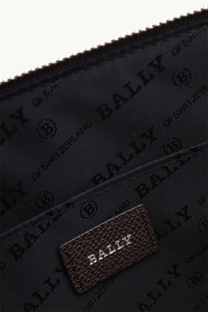 BALLY Men Thalden Clutch in Coffee/Red/White Bovine Leather with Stripe 3