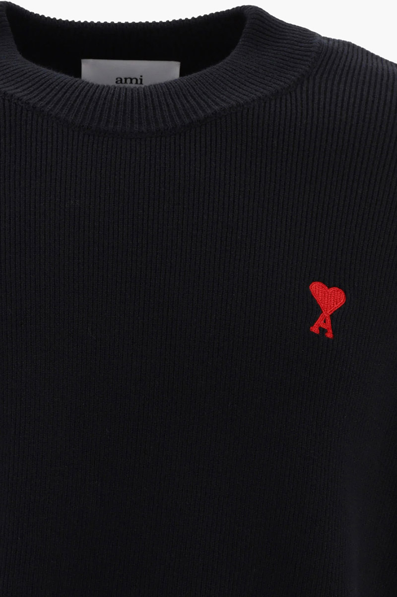 AMI Men Ami De Coeur Sweater in Black Cotton 2