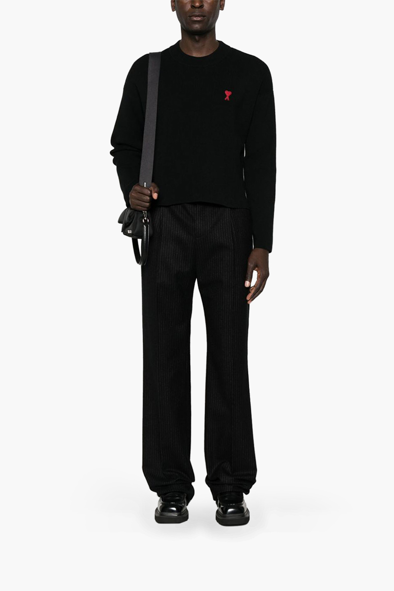 AMI Men Ami De Coeur Sweater in Black Cotton 3