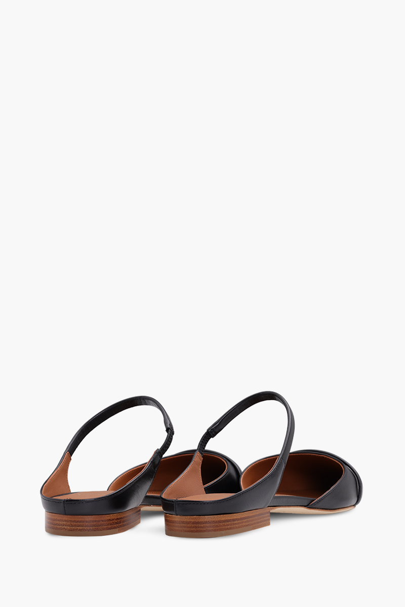 MALONE SOULIERS Uma Flat Mules in Black Nappa 2