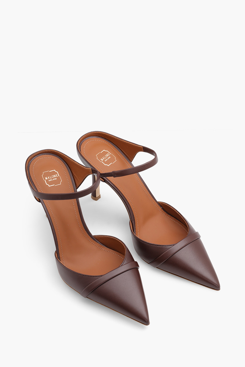 MALONE SOULIERS Uma Heeled Mules 80mm in Tobacco/Tobacco 1