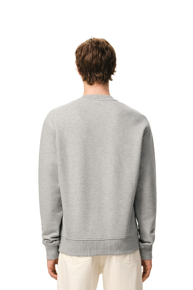 AMI Unisex Ami De Coeur Crochet Patch Knitted Sweatshirt in Ash Grey/White Cream Cotton 2