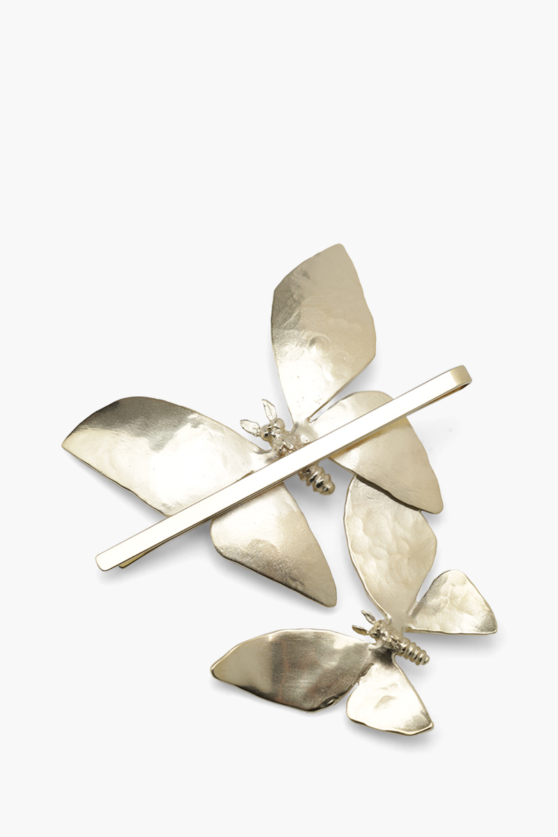 CHIRSTIAN DIOR Sea Garden Butterfly Hair Clip in Gold Metal 1