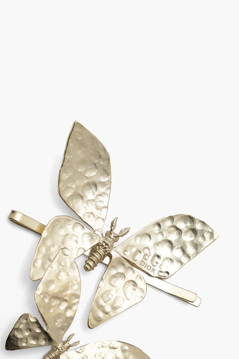 CHIRSTIAN DIOR Sea Garden Butterfly Hair Clip in Gold Metal 2
