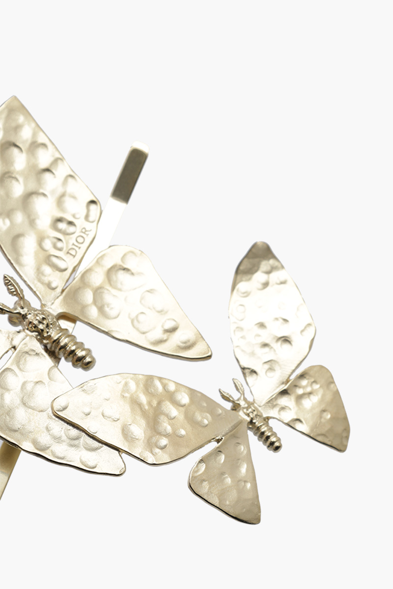 CHIRSTIAN DIOR Sea Garden Butterfly Hair Clip in Gold Metal 3
