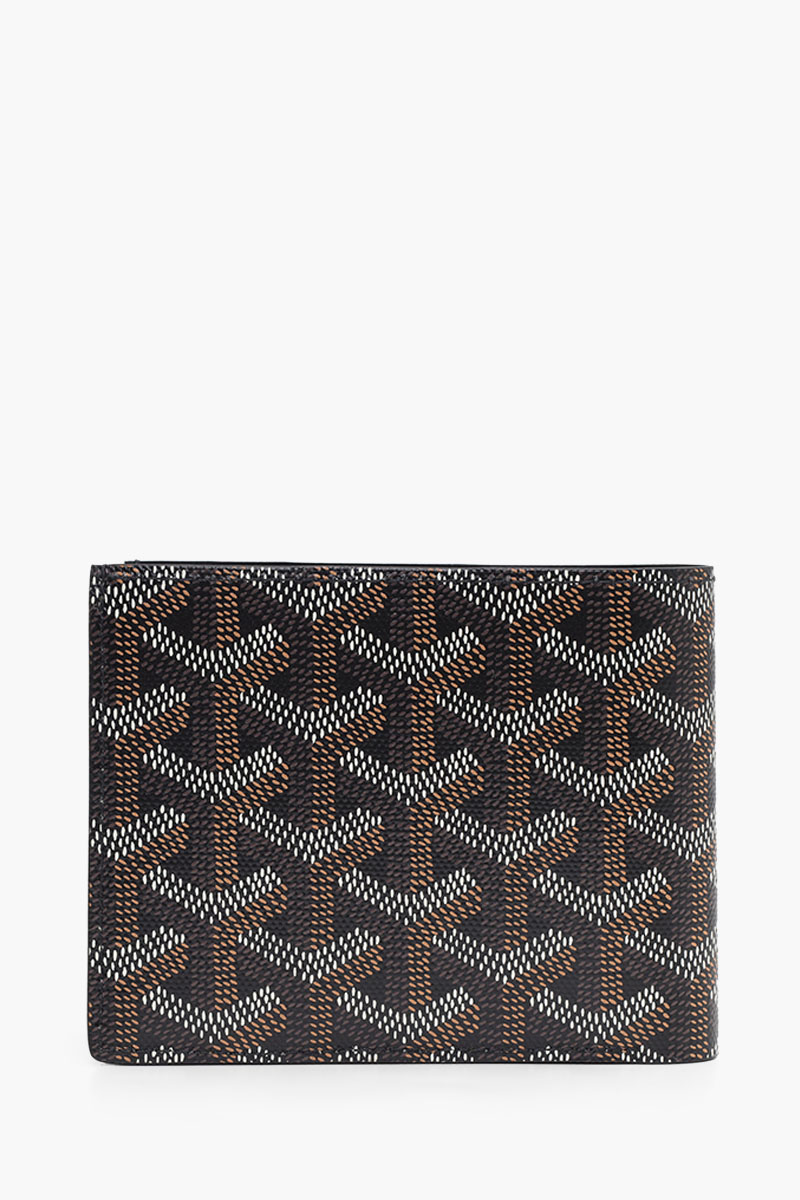 GOYARD Victoire PM Bi-Fold Wallet in Black Goyardine Canvas x Vauzelles Calfskin 1