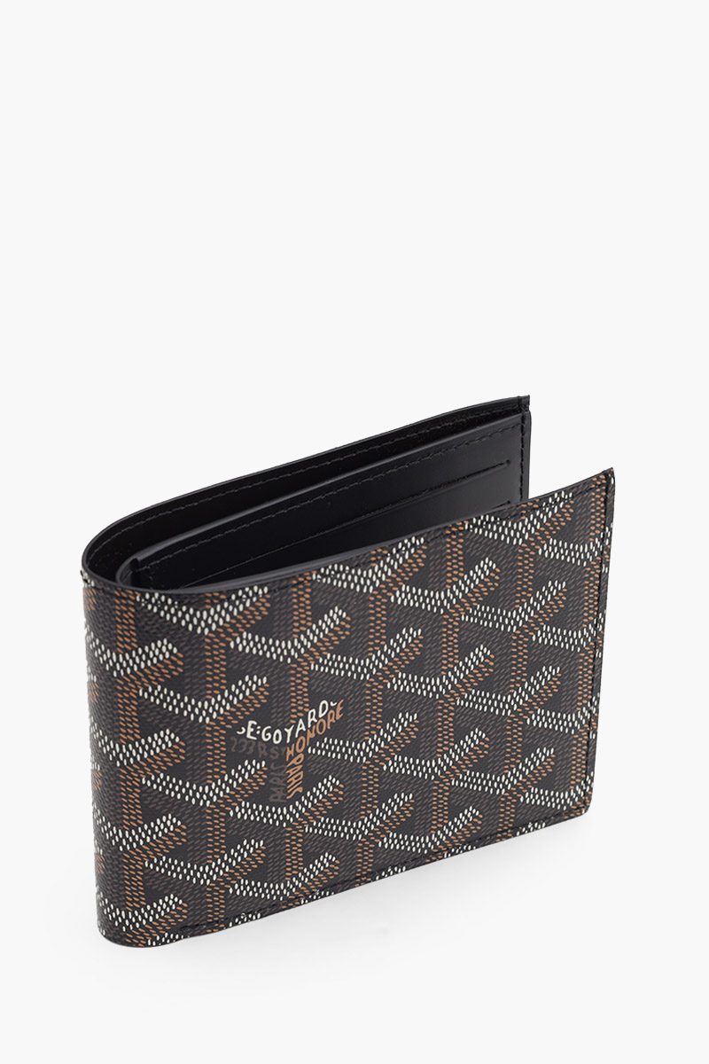 GOYARD Victoire PM Bi-Fold Wallet in Black Goyardine Canvas x Vauzelles Calfskin 2