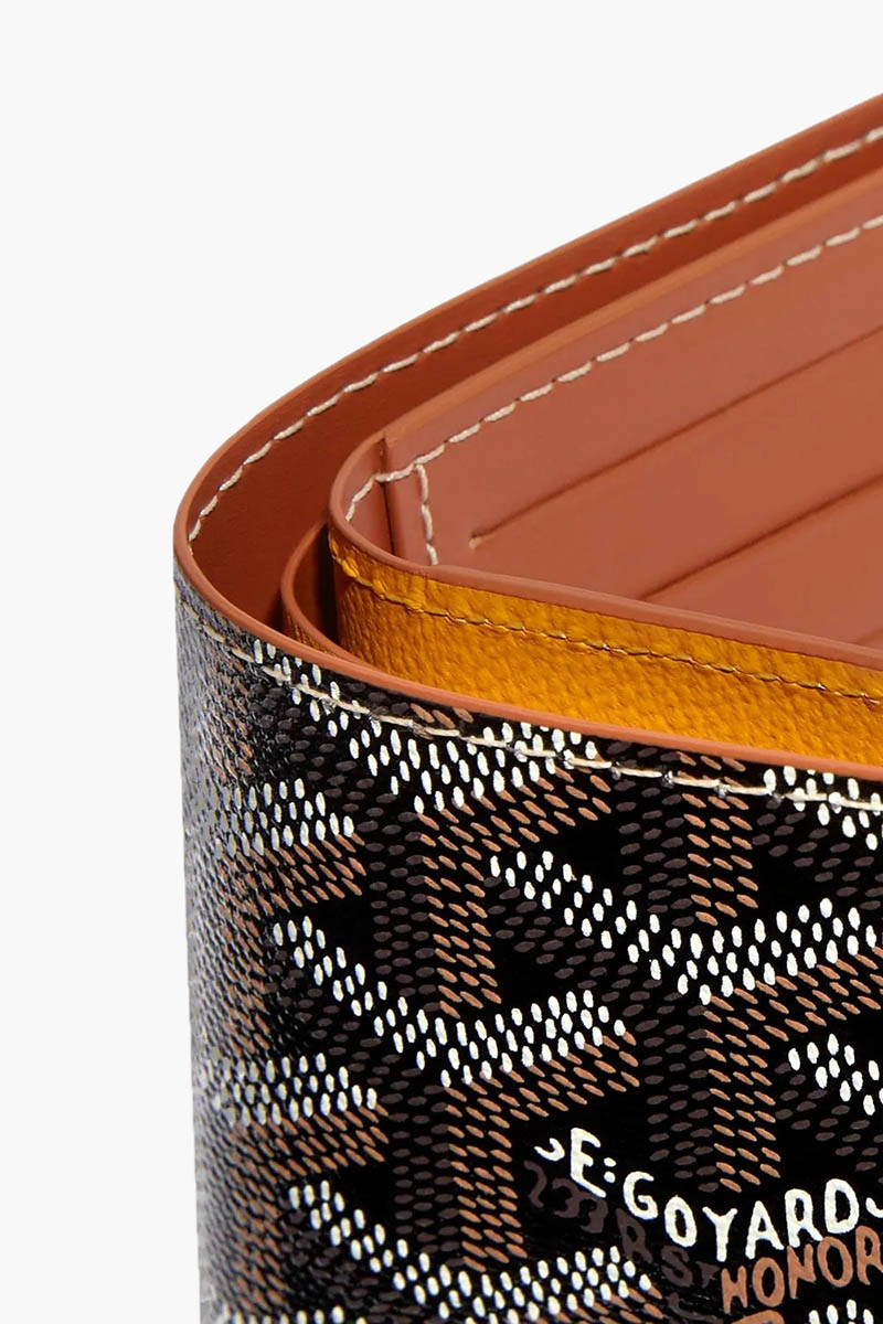 GOYARD Victoire PM Bi-Fold Wallet in Black/Tan Goyardine Canvas x Vauzelles Calfskin 2