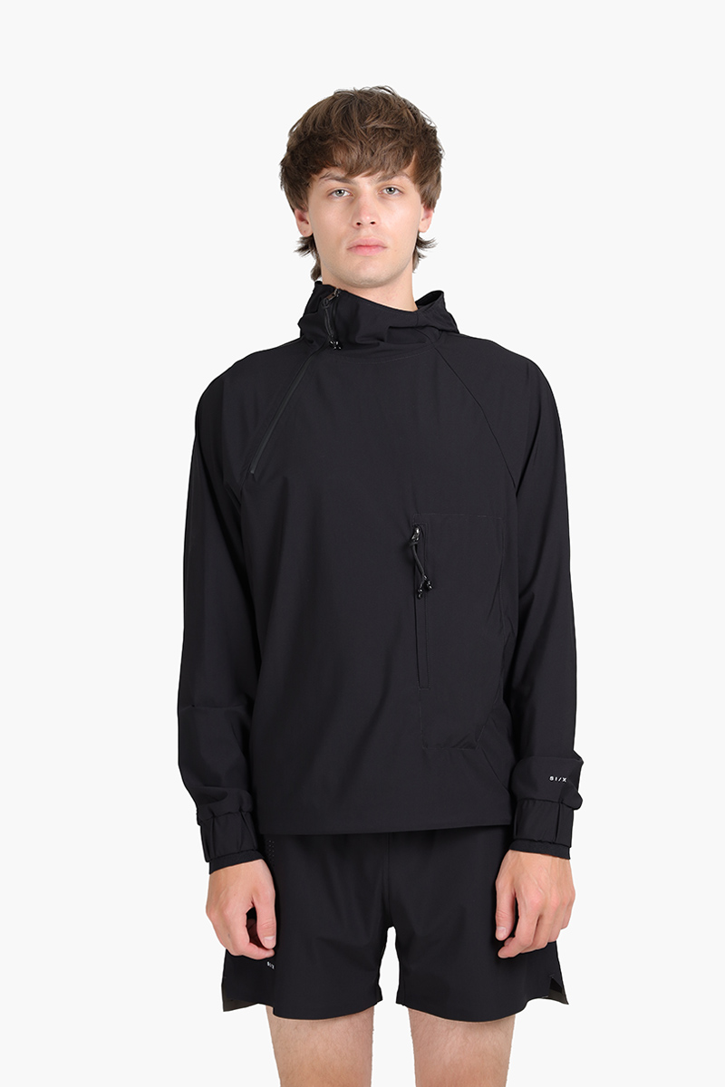 SIKI Water Repellent Windbreaker Pullover in Black with Hoodie 0