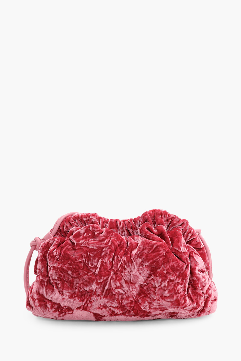 MANSUR GAVRIEL Mini Cloud Clutch in Flamingo Velvet Leather with Strap 1