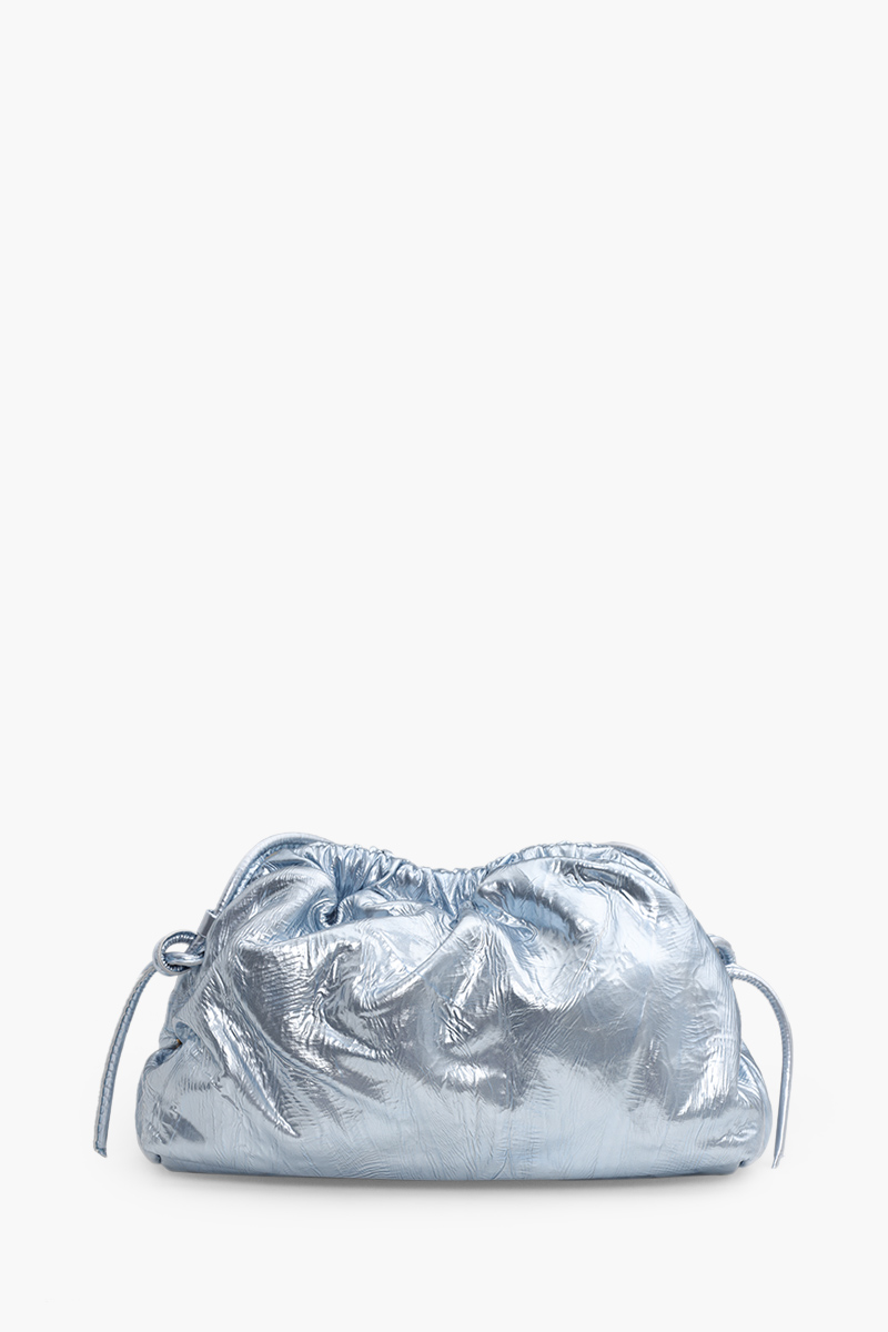 MANSUR GAVRIEL Mini Cloud Clutch in Ice Metallic Leather with Strap 1