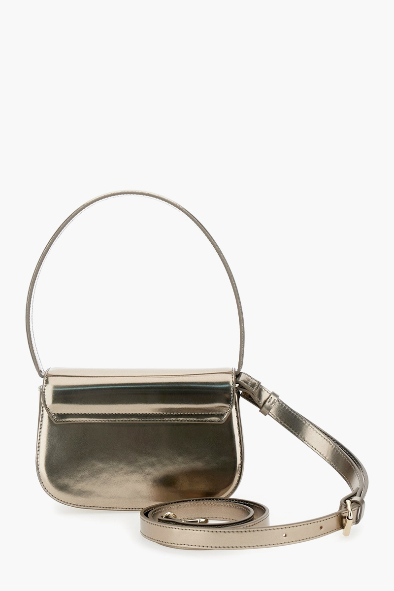 DIESEL 1DR Iconic Top Handle Shoulder Bag in Platinum Grey Mirrored Leather 2
