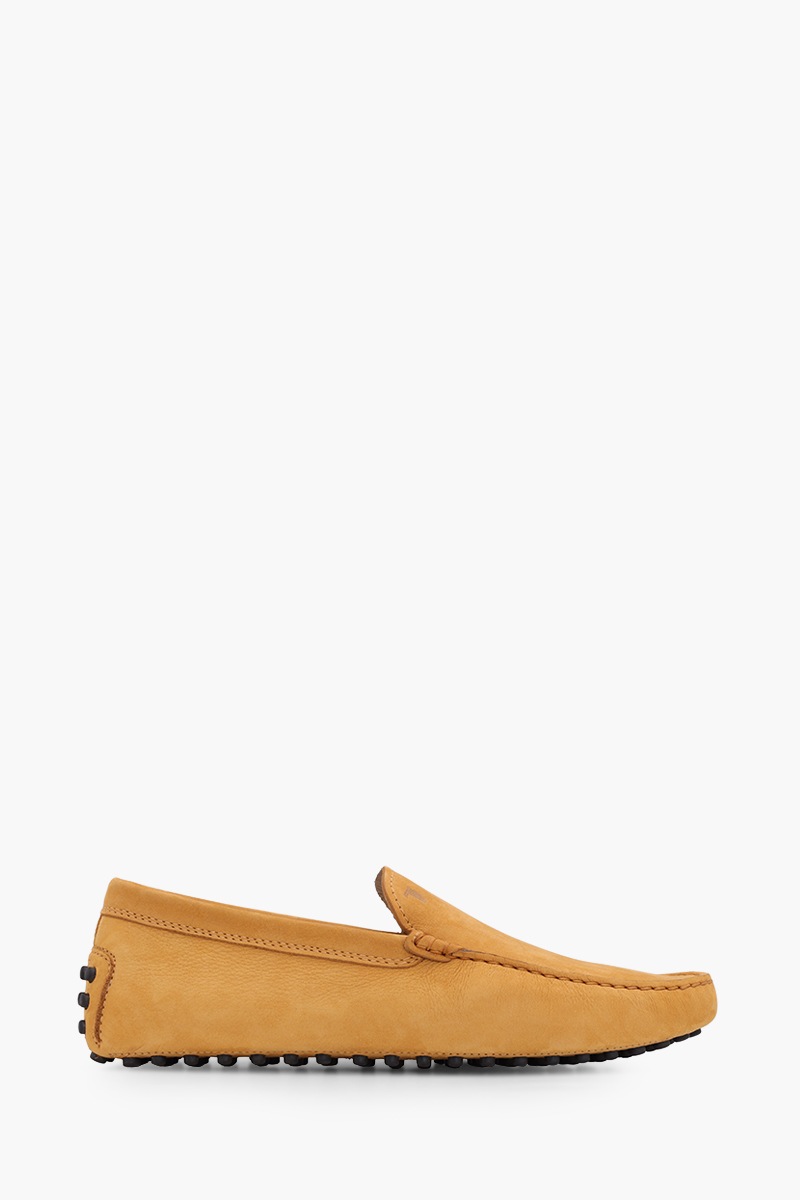 TOD'S Men Gommino Driving Shoes in Yellow Nubuck with Stamped Monogram 0