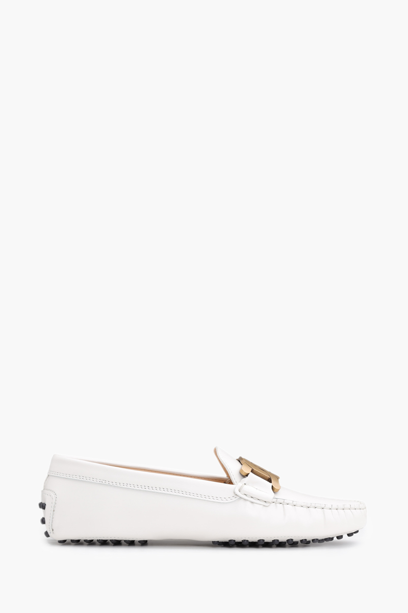 TOD'S Women Kate Gommino Driving Shoes in Off White Leather 0