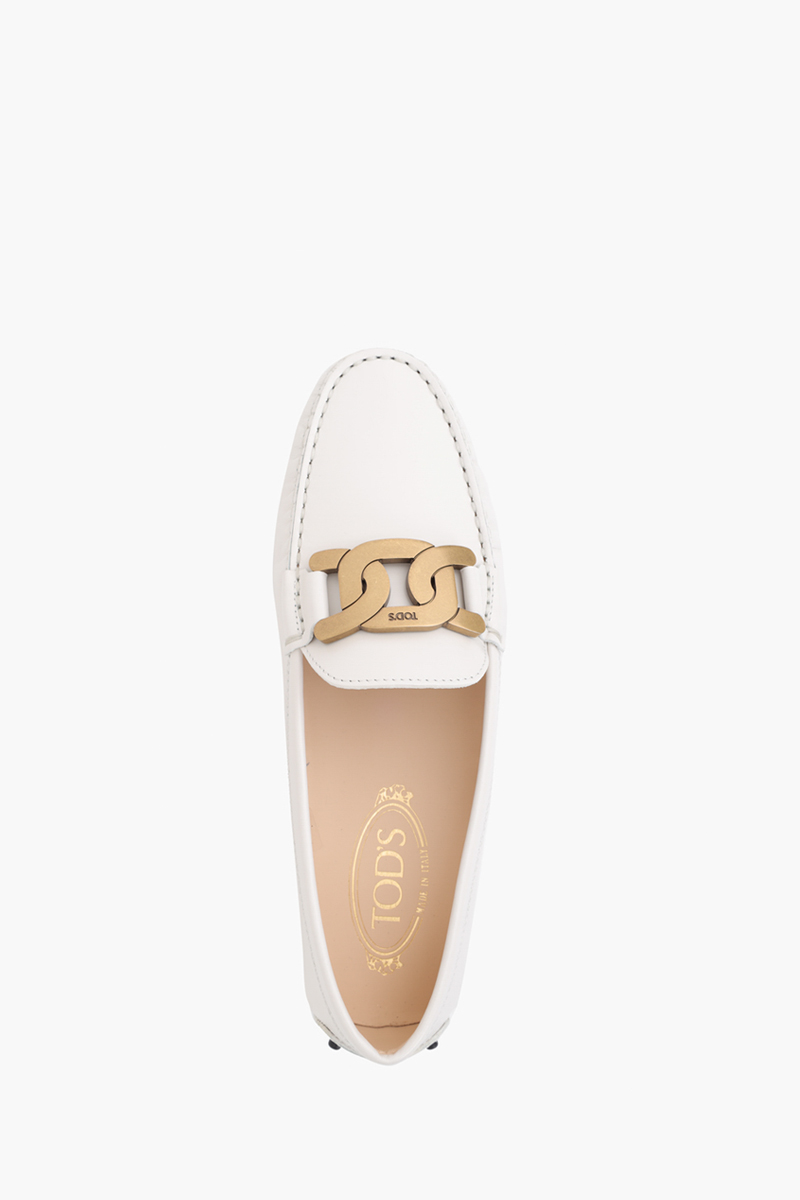 TOD'S Women Kate Gommino Driving Shoes in Off White Leather 3