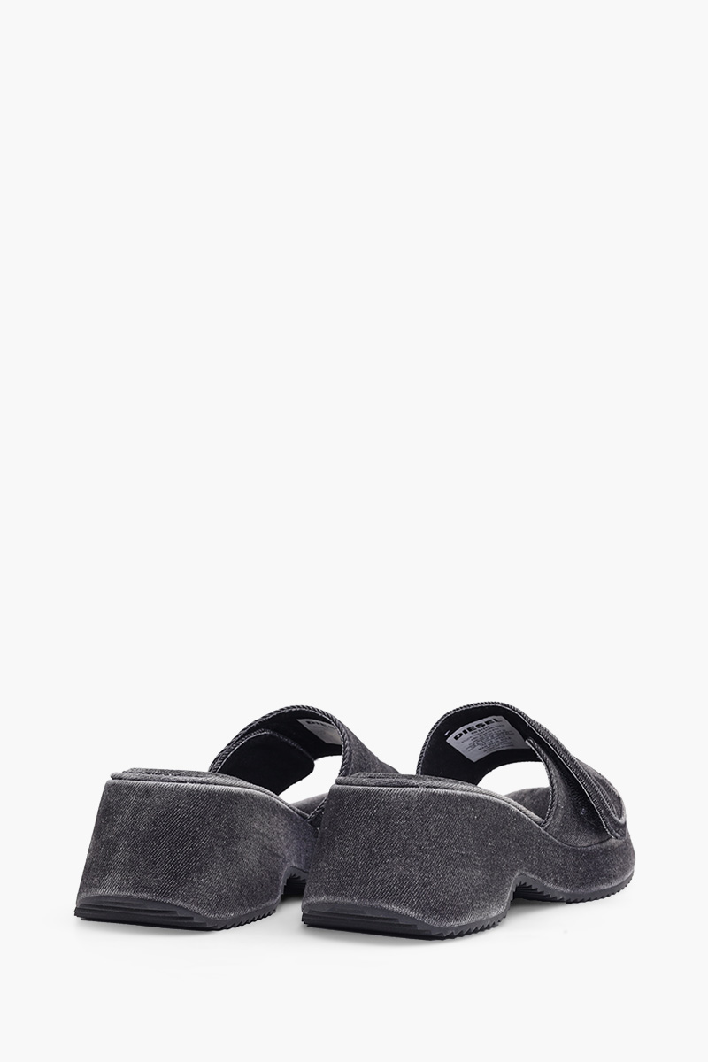 DIESEL SA-OVAL D PF W Sandals in Black Cotton Denim 2