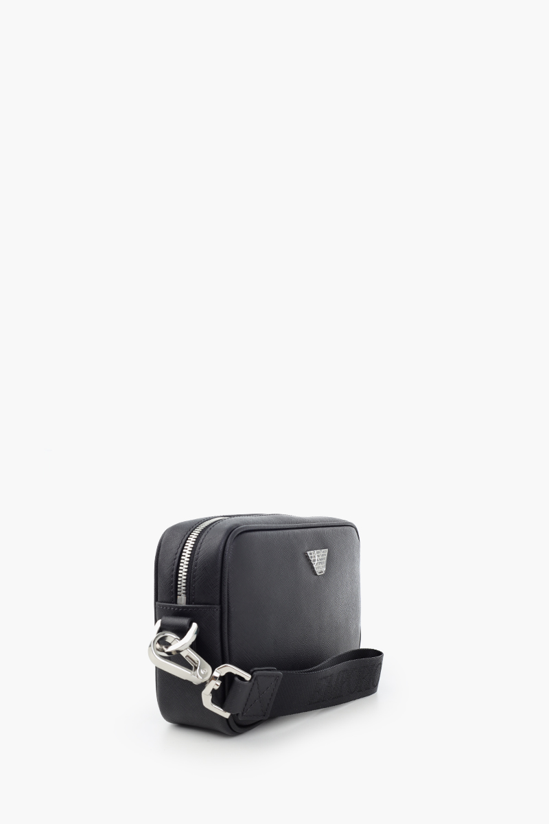 EMPORIO ARMANI Eagle Plate Washbag in Black Saffiano Leather 1