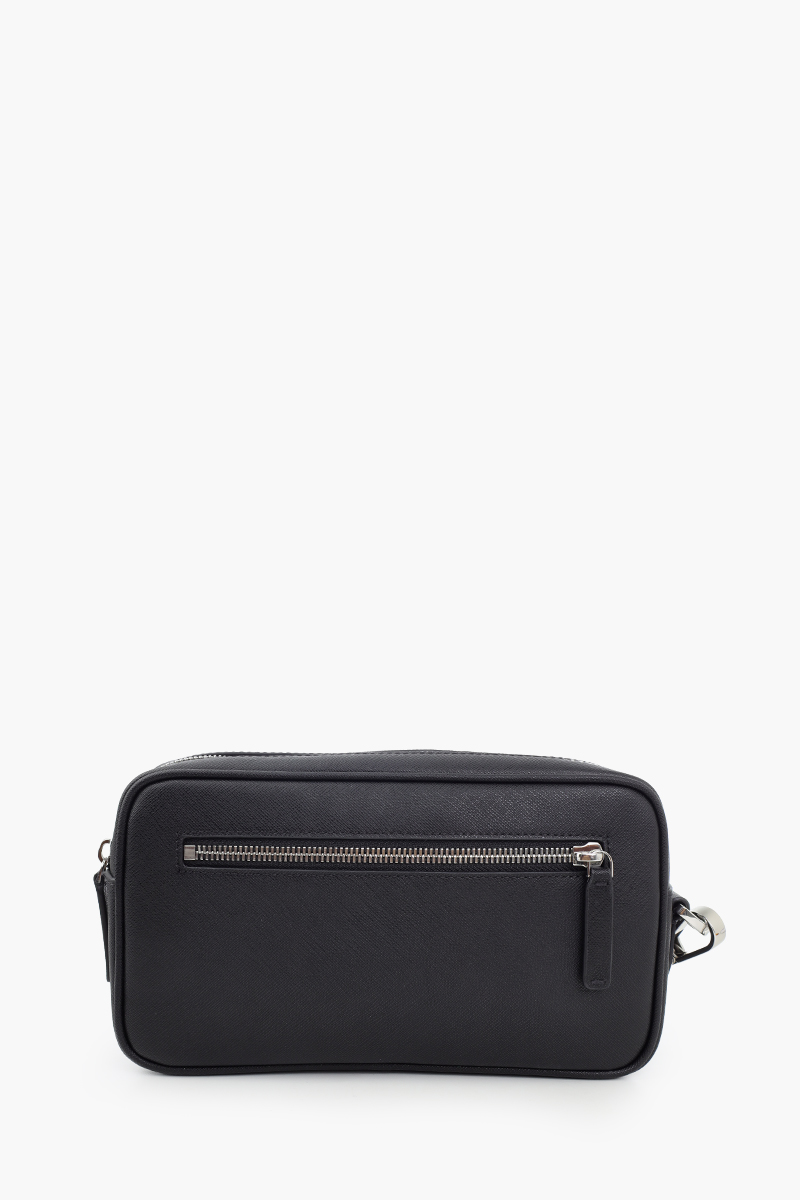 EMPORIO ARMANI Eagle Plate Washbag in Black Saffiano Leather 2