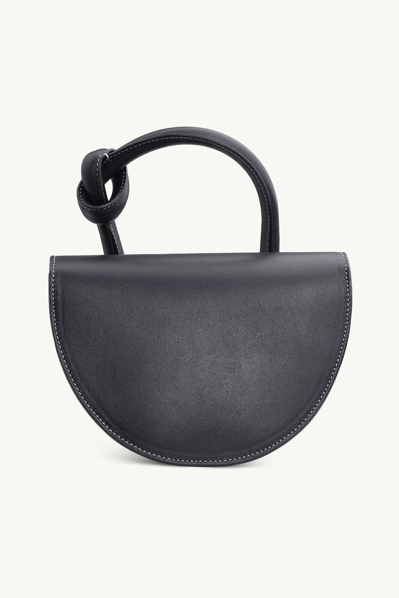 YUZEFI Pretzel Twisted Top Handle Bag in Black with Removable Strap 1