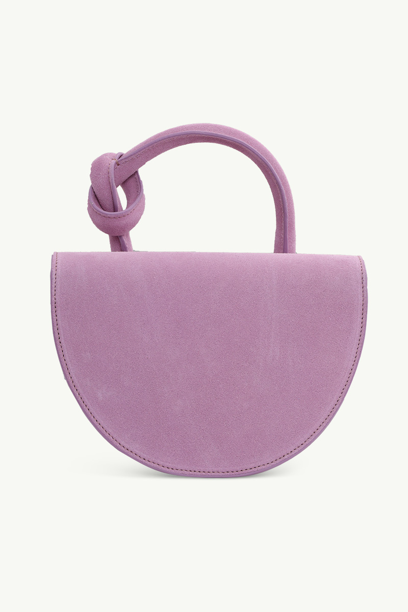 YUZEFI Pretzel Knotted Tote Bag in Orchid Suede 1