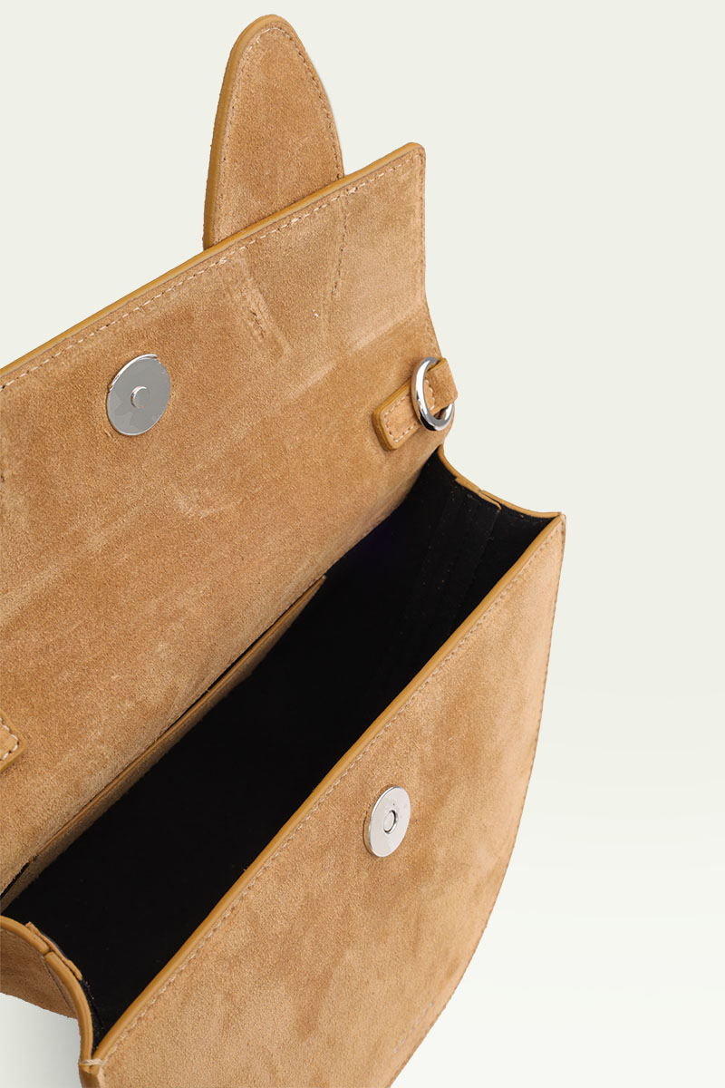 YUZEFI Pretzel Knotted Tote Bag in Butterscotch Suede 3